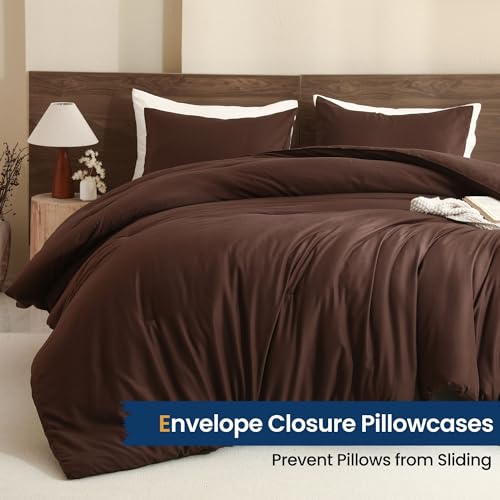 Earthy Brown Comforter Set Twin Size - All-Season Lightweight Bedding with Pillowcase