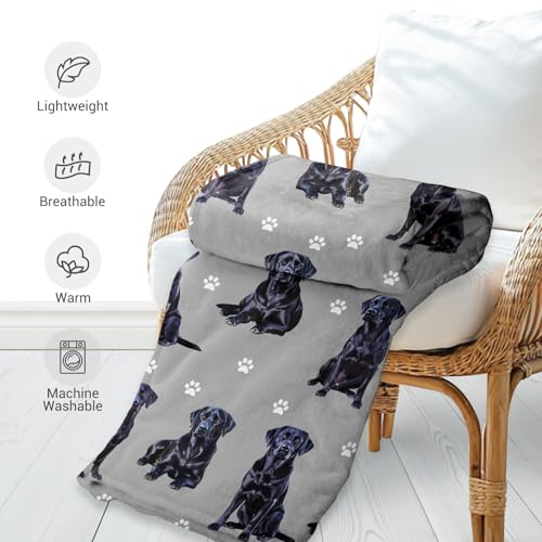 Labrador Retriever Gifts Blanket, Black Lab Dog Decor 80"x60"