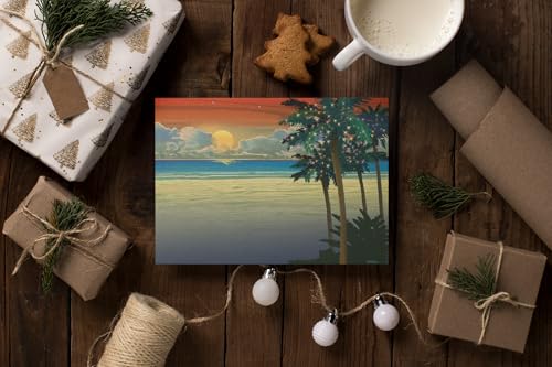 Stonehouse Collection Beach Tropical Sunset Christmas Cards – Standard Pack, 18 Cards + Envelopes