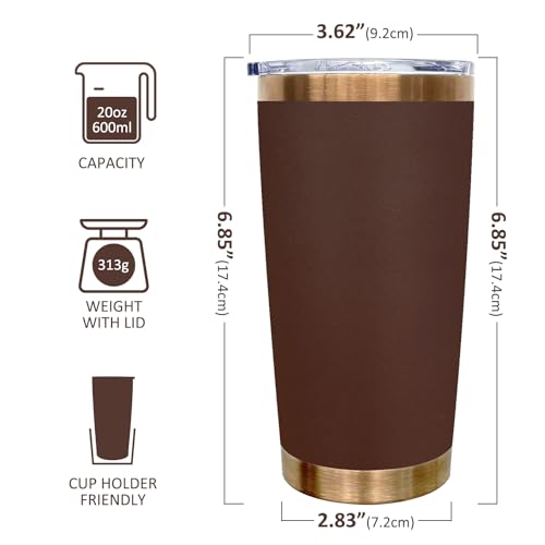 FunTrans 20 oz Insulated Stainless Steel Tumbler with Lid - Coffee / 1 Pack