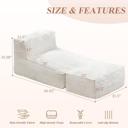 Giant Bean Bag Chair Sofa for Adults - Snow White Large Lounger