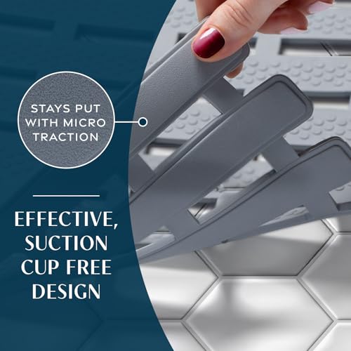 Gray Weighted Non-Slip Bath Mat for Textured Tubs 31x15 Inch – SlipX Solutions