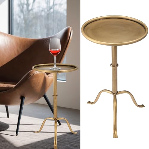 Small Metal Martini Table - Bronze Finish, 12.5x12.5x27.75 Inches, Compact Side Table - Bronze / 1