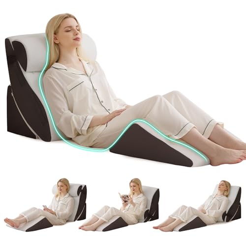 4PCS Wedge Pillow Set for After Surgery, White/Grey