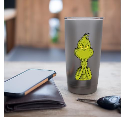 Dr. Seuss Grinch Stainless Steel Insulated Tumbler 20oz Brushed Steel - Sly Grinch Christmas Gift