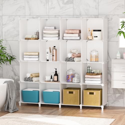 Neprock 16 Cubby Storage Organizer, Closet Clothes Cube Shelves