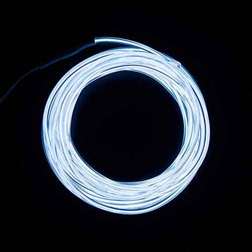 lychee EL Wire Neon Glowing Strobing Electroluminescent Light El Wire w/Battery Pack for Parties, Halloween Decoration (White, 9ft)