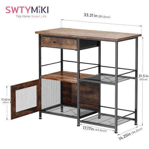 Espresso Large Farmhouse Coffee Bar Cabinet with Storage - 33.31x14.25 inches