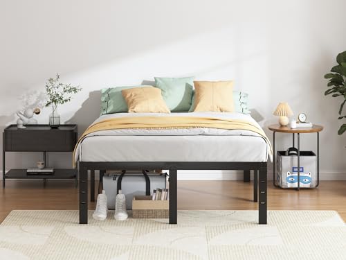 Queen Bed Frame - 18 Inch Sturdy Platform Bed with Storage - Queen Size