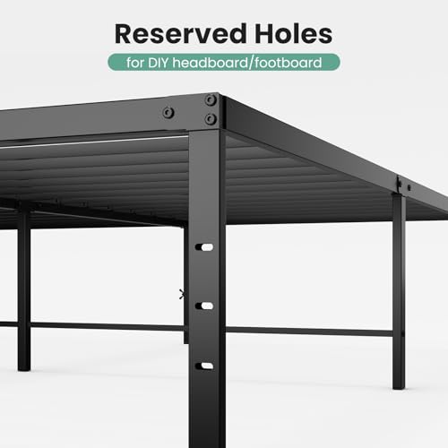 OLIXIS Queen Bed Frame with Storage, Heavy Duty 18 Inch Metal Platform Bed, Sturdy Support Slats, Noise-Free, No Box Spring Needed
