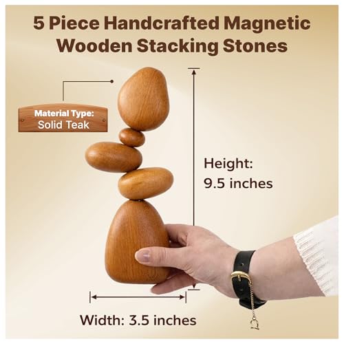 Magnetic Wooden Cairn Sculpture for Desk and Indoor Decor - Zarvany