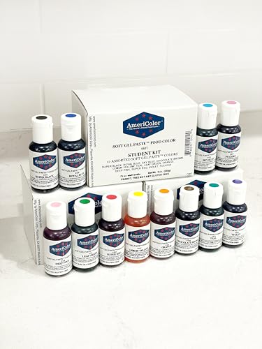 AmeriColor Food Coloring Kit 12 Pack 0.75oz Soft Gel Paste Colors for Baking
