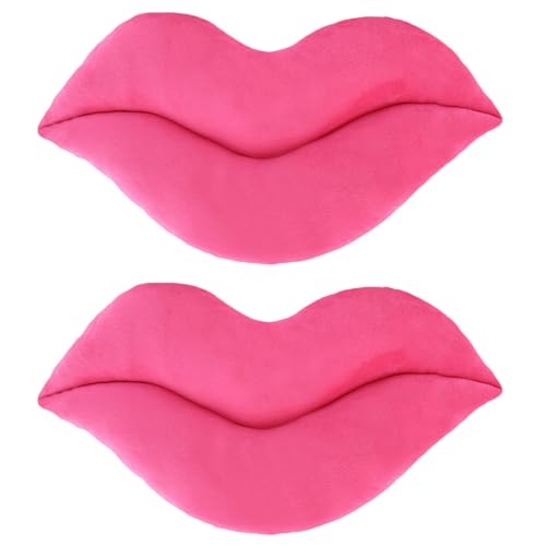 zhidiloveyou 2PCS 11" Lip Plush Pink Small Decor Pillow Cute Hug Toy Soft Lip Shaped Cushion