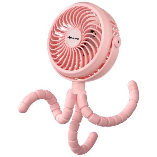 AMACOOL Pink Battery Operated Stroller Fan - Portable Clip-On & Rechargeable