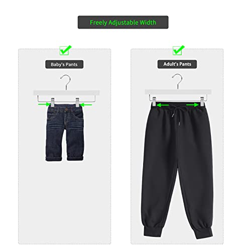 White Wooden Pants Hangers Set - Deluxe Solid Lotus Wood, Slim Profile, 28 Pack - Space-Saving Closet Organizer