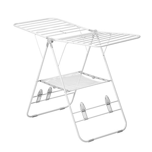 Honey-Can-Do White Heavy-Duty Gullwing Clothes Drying Rack 57" W - Collapsible Indoor/Outdoor Laundry Organizer