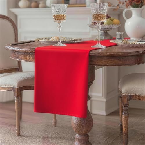 KAIPHO Red Waterproof Table Runner 12 x 48 Inches - Washable & Stain-Resistant