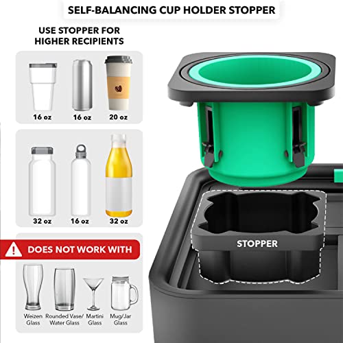 CouchConsole Sofa Tray with Cup Holder & Phone Stand - Black & Green