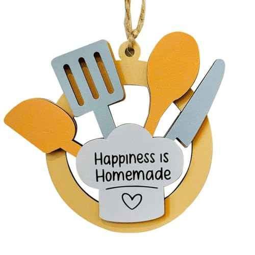 Rustic Farmhouse Style, Happiness is Homemade Design, Cooking Christmas Ornament, Baking Ornaments for Christmas Tree, Kitchen Themed Christmas Ornaments, Cook Ornament Gift for Women