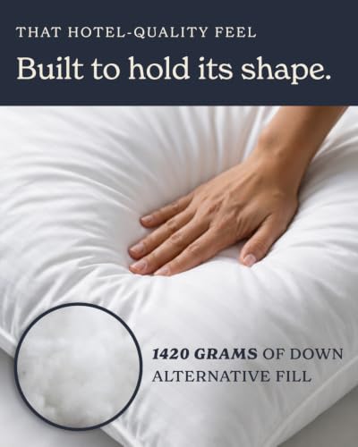 King Size Bed Pillows Set of 2 - Beckham Hotel Collection, White, Medium-Firm, Breathable Cotton Cover