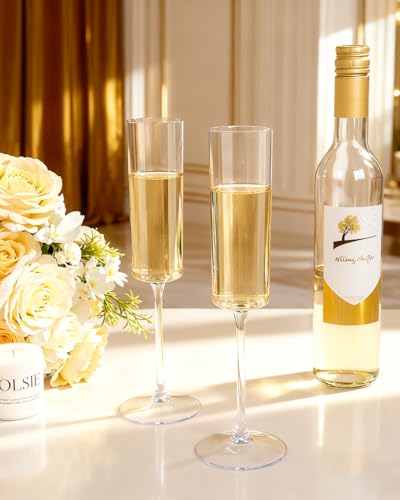 Ciaell 36 Pack 6oz Clear Plastic Champagne Flutes for Weddings & Parties