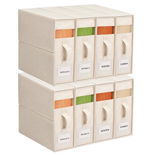 ZenStorage Off-White Cotton Linen Sheet Organizer 8-Pack - Closet Storage