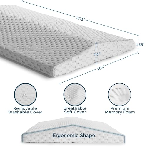ComfiLife Lumbar Support Pillow for Sleeping - Memory Foam, White, Standard