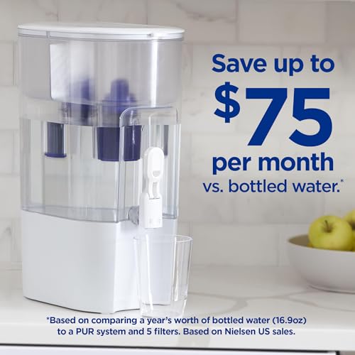 PUR XL 44-Cup Water Filter Dispenser with 2 Genuine Filters - Large Capacity