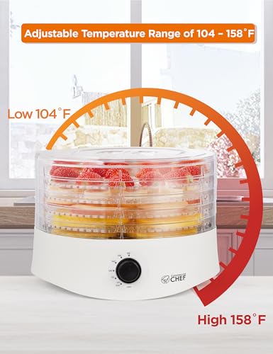 Commercial CHEF White Food Dehydrator with 5 BPA-Free 9.25" Trays, CCD100W6