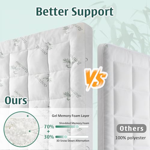 Queen Memory Foam Mattress Topper with Bamboo Viscose Cover - White, Plush Comfort