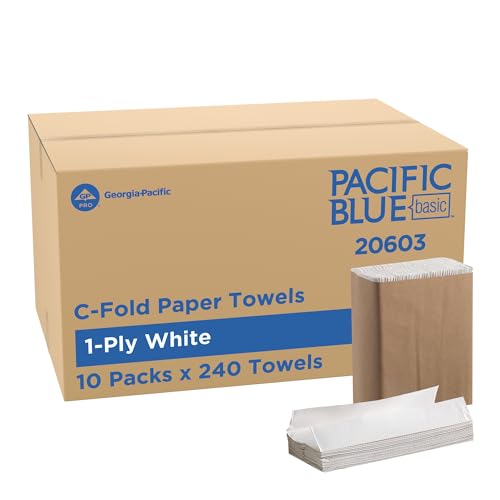 Georgia-Pacific Pacific Blue Basic C-Fold Paper Towels 2,400 Count, White, 10.1 x 12.7 Inches, Bulk Pack