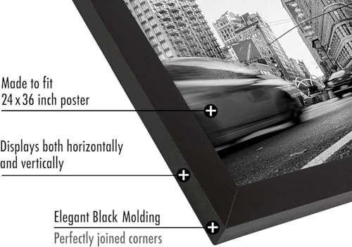 Americanflat 24x36 Poster Frame - Black Engineered Wood, Wide Molding