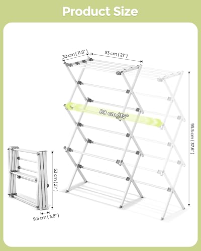 Foldable 3-Tier Clothes Drying Rack - White, Expandable Laundry Organizer