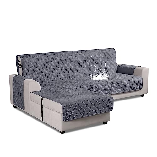 Small Dark Gray Waterproof Sectional Couch Cover - Reversible L-Shaped Sofa Slipcover for Pets