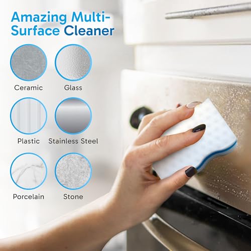 Extra Durable Magic Sponge Eraser 25 Pack - Long Lasting Multi-Purpose Cleaning Pads