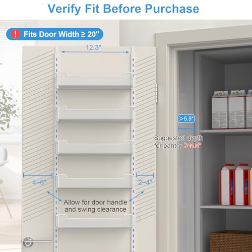White Over the Door Pantry Organizer - 6-Tier Adjustable Basket Storage Rack