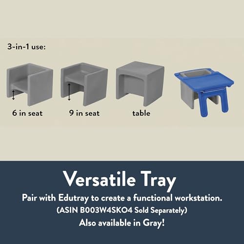 Children's Factory 3-in-1 Cube Chair for Kids Sky Blue - Versatile Classroom Seating with Flip & Convertible Design