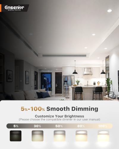 White 6-Inch LED Recessed Can Lights 5CCT Dimmable 9W 1000LM 6 Pack