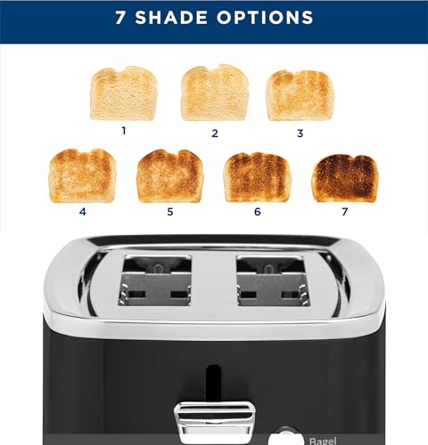 GE 2-Slice Black Stainless Steel Toaster with Wide Slots & 7 Shade Settings - Countertop Kitchen Essential