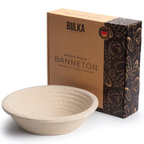 Sourdough Bread Proofing Basket 9 Inch Round Large 1kg Grooved Banneton - Handmade