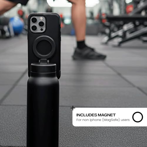 Insulated Water Bottle with Magnetic Phone Mount - 24 oz Black