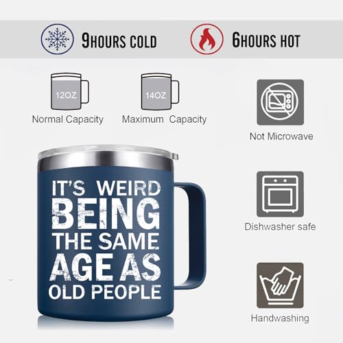 Abledn Navy Blue Funny Birthday Mug for Men 14oz - Old People Humour Gift