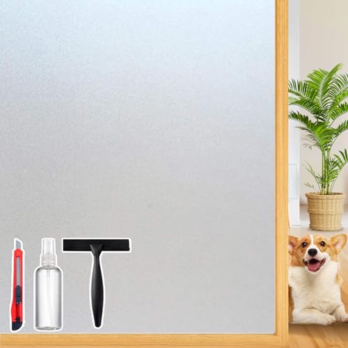 Dwersty White Frosted Glass Window Privacy Film 47.2" x 157.4" with Tools