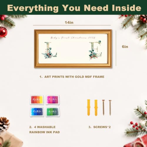 TwoDays Baby First Christmas Handprint Love Frame Kit - Gold MDF Display