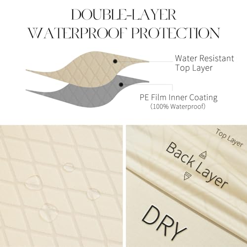 Waterproof Dining Room Chair Covers Set of 6 - Large Diamond-Beige Stretchable Protective Cover for Chairs