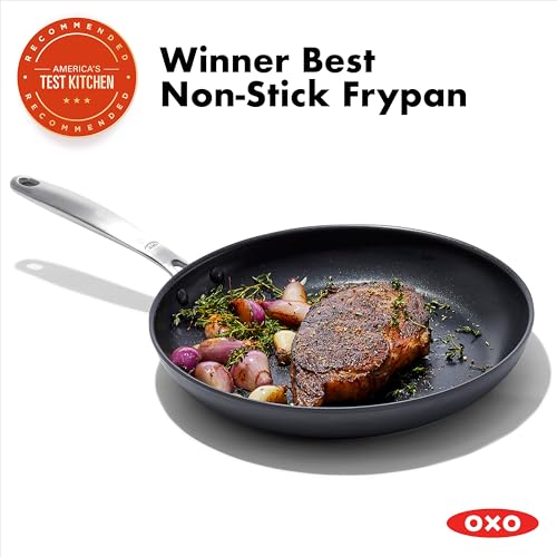 OXO 12-Inch Black Ceramic Nonstick Frying Pan Skillet with Stainless Steel Handle