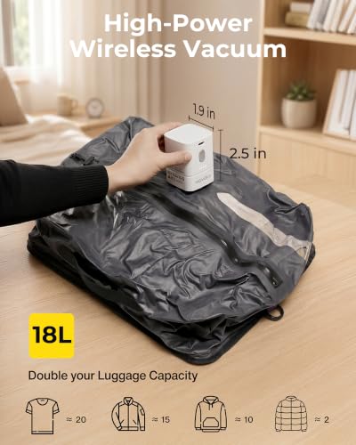 MOVOCA 3 Pack Travel Vacuum Bags with Pump (18L+24L) Space-Saving Compression Set