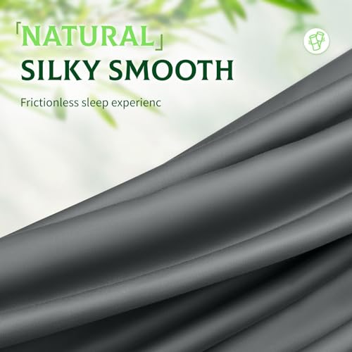 SONORO KATE Bamboo Rayon Bed Sheets Set - Dark Grey King, Deep Pocket, 4-Piece
