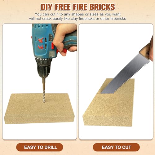 High-Temperature Fire Bricks 9 x 4.5 x 1.25 Inches Pack of 12 - Durable Insulating Brick