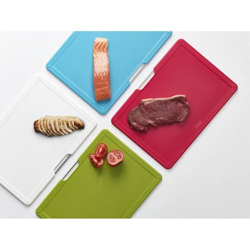 Joseph Joseph Folio Colour Coded 4-Piece Cutting Board Set with Storage Case - Sage Green / Silver / 14.1"L
